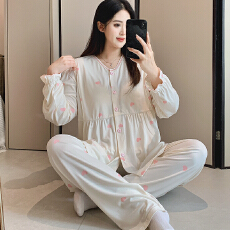 批发春秋季新款冰瓷棉孕妇拉链式衫韩版月子服哺乳长袖居家装