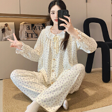 批发100%莱卡棉纯棉月子服女长袖裤春孕妇睡衣哺乳服<b class='q'>夏</b>产后家居服套装