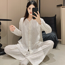 批发100%莱卡棉纯棉月子服女长袖裤春孕妇睡衣哺乳服<b class='q'>夏</b>产后家居服套装