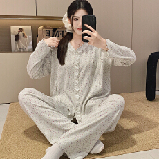 批发100%莱卡棉纯棉月子服女长袖裤春孕妇睡衣哺乳服<b class='q'>夏</b>产后家居服套装