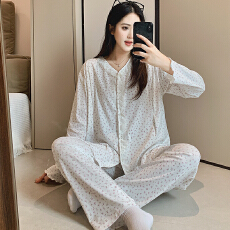 批发100%莱卡棉纯棉月子服女长袖裤春孕妇睡衣哺乳服<b class='q'>夏</b>产后家居服套装