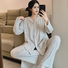 批发100%莱卡棉纯棉月子服女长袖裤春孕妇睡衣哺乳服<b class='q'>夏</b>产后家居服套装