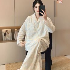 批发100%纯棉月子服女长袖长裤春孕妇睡衣哺乳服夏孕期产后家居服套装