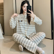 批发6535棉带胸垫月子服女长袖裤<b class='q'>春</b>孕妇睡衣哺乳服夏产后家居服套装