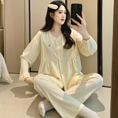 批发纯棉月子服女长袖裤<b class='q'>春</b>孕妇睡衣哺乳服夏产后家居服套装