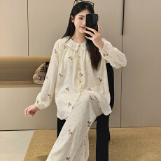 批发带胸垫云朵棉孕妇睡衣女春秋新款夏季长袖月子服孕期产后喂奶哺乳