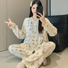 批发云朵棉孕妇睡衣女春秋新款夏季长袖月子服孕期产后喂奶哺乳家居服