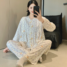 批发纯棉夏月子服女长袖裤春孕妇睡衣哺乳服夏产后家居服套装