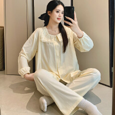 批发纯棉夏月子服女长袖裤春孕妇睡衣哺乳服夏产后家居服套装