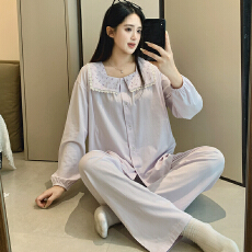 批发纯棉夏月子服女长袖裤春孕妇睡衣哺乳服夏产后家居服套装