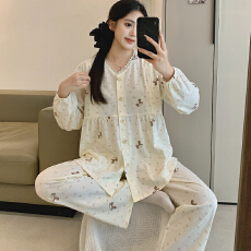 批发纯棉夏月子服女长袖裤春孕妇睡衣哺乳服夏产后家居服套装