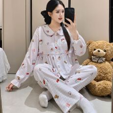 批发带胸垫云朵棉套装月子服女孕妇睡衣哺乳服<b class='q'>夏</b>季孕期可调节家居套