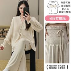 批发腹围护肚莫代尔月子服女长袖裤春孕妇睡衣哺乳服<b class='q'>夏</b>产家居服套装