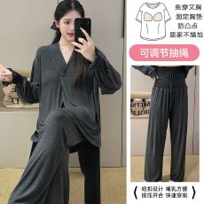 批发腹围护肚莫代尔月子服女长袖裤春孕妇睡衣哺乳服<b class='q'>夏</b>产家居服套装