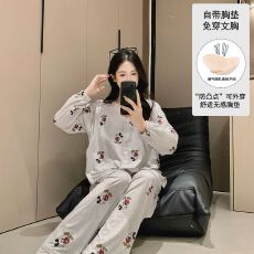批发固定胸垫春<b class='q'>夏</b>秋款冰瓷棉哺乳孕妇睡衣待产喂奶睡衣套装
