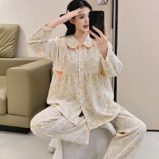 批发云朵棉孕妇睡衣女春秋新款<b class='q'>夏</b>季长袖月子服孕期产后喂奶哺乳家居服
