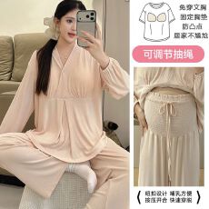 批发腹围护肚莫代尔月子服女长袖裤<b class='q'>春</b>孕妇睡衣哺乳服夏产家居服套装