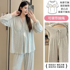 批发腹围护肚莫代尔月子服女长袖裤<b class='q'>春</b>孕妇睡衣哺乳服夏产家居服套装