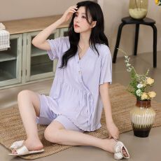 批发莫代尔棉月子服孕妈夏季产前产后带胸垫孕妇睡衣月子服
