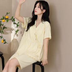 批发莫代尔棉月子服孕妈夏季产前产后带胸垫孕妇睡衣月子服