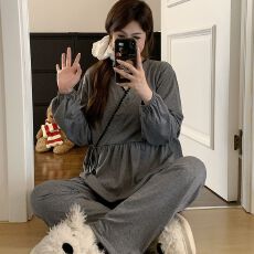 批发带胸垫月子服春夏款哺乳孕妇睡衣待产喂奶睡衣女套装