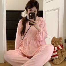 批发带胸垫月子服春夏款哺乳孕妇睡衣待产喂奶睡衣女套装