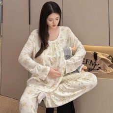 10A抗菌莫代尔遮挡式月子服孕妇睡衣宽松产妇产后喂奶