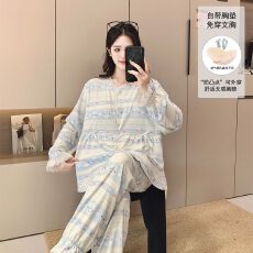 批发带胸垫云朵棉套装月子服女孕妇睡衣哺乳服夏季孕期可调节家居套装