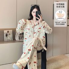 批发可拆卸胸垫春夏款哺乳孕妇睡衣待产喂奶睡衣套装月子服