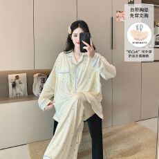批发可拆卸胸垫春夏款哺乳孕妇睡衣待产喂奶睡衣套装月子服