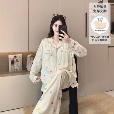 批发可拆卸胸垫春夏款哺乳孕妇睡衣待产喂奶睡衣套装月子服