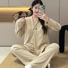 批发带胸垫冬季新款仿棉孕妇侧开式韩版月子服<b class='q'>秋</b>季哺乳长袖居家服