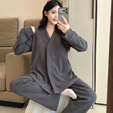 批发弹力纯棉冬季月子服女带胸垫长袖<b class='q'>秋</b>孕妇睡衣哺乳服产后家居服套装