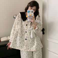 批发新款冬季隐形拉链空气棉夹层月子服哺乳喂奶衣套装
