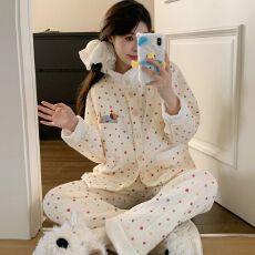 批发新款冬季隐形拉链空气棉夹层月子服哺乳喂奶衣套装