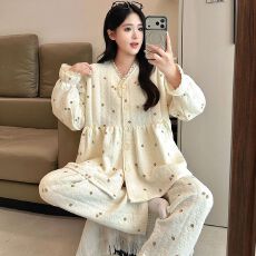 批发不起球<b class='q'>冬</b>季夹层抗菌空气棉夹层孕妇睡衣女哺乳喂奶月子服套装