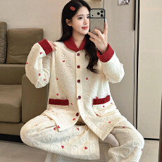 批发不起球<b class='q'>冬</b>季夹层抗菌空气棉夹层孕妇睡衣女哺乳喂奶月子服套装