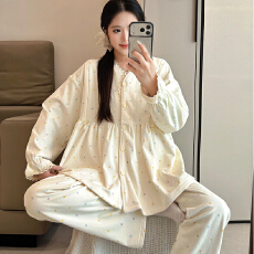 批发<b class='q'>冬</b>季加厚新款320克海岛绒孕妇睡衣女哺乳喂奶月子服家居服套装