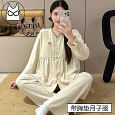 批发<b class='q'>冬</b>季新保暖德绒孕妇睡衣女带胸垫哺乳喂奶月子服家居服套装