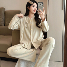 批发<b class='q'>冬</b>季新保暖德绒孕妇睡衣女哺乳喂奶月子服家居服套装