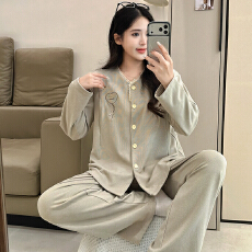 批发<b class='q'>冬</b>季新保暖德绒孕妇睡衣女哺乳喂奶月子服家居服套装