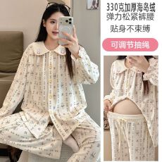 批发330克加厚冬新海岛绒孕妇<b class='q'>睡衣</b>女<b class='q'>哺乳</b><b class='q'>喂奶</b>月子服家居服套装