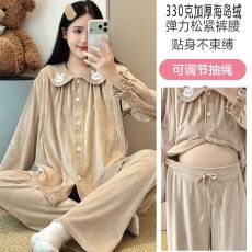 批发330克加厚冬新海岛绒孕妇<b class='q'>睡衣</b>女<b class='q'>哺乳</b><b class='q'>喂奶</b>月子服家居服套装
