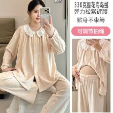 批发330克加厚冬新海岛绒孕妇<b class='q'>睡衣</b>女<b class='q'>哺乳</b><b class='q'>喂奶</b>月子服家居服套装