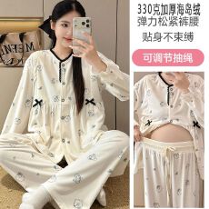 批发330克加厚冬新海岛绒孕妇<b class='q'>睡衣</b>女<b class='q'>哺乳</b><b class='q'>喂奶</b>月子服家居服套装