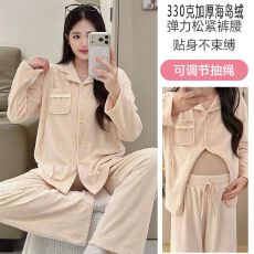 批发330克加厚冬新海岛绒孕妇<b class='q'>睡衣</b>女<b class='q'>哺乳</b><b class='q'>喂奶</b>月子服家居服套装