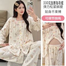 批发330克加厚冬新海岛绒孕妇<b class='q'>睡衣</b>女<b class='q'>哺乳</b><b class='q'>喂奶</b>月子服家居服套装