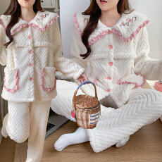 批发<b class='q'>冬</b>季月子服加厚法兰绒孕妇睡衣女产后喂奶衣秋<b class='q'>冬</b>哺乳衣两件套装