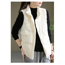 批发羽绒马甲女秋冬白鸭绒立领无袖宽松大码加厚保暖女装坎肩上衣外套