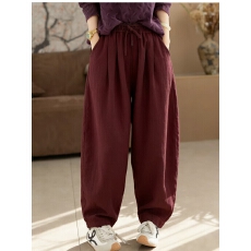 批发2026复古双层纱松紧腰系带<b class='q'>休闲裤</b><b class='q'>女</b>春新款大码显瘦百搭哈伦裤